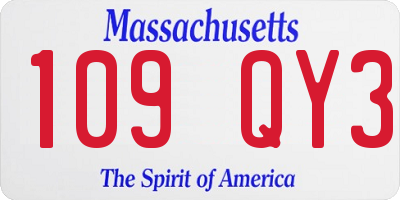 MA license plate 109QY3