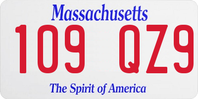 MA license plate 109QZ9
