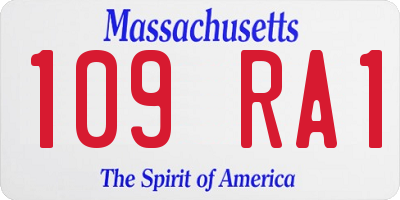 MA license plate 109RA1
