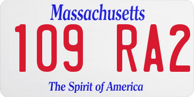 MA license plate 109RA2