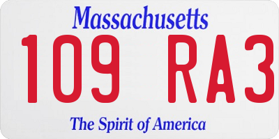 MA license plate 109RA3