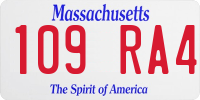 MA license plate 109RA4