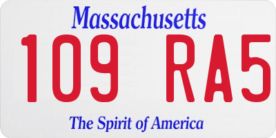 MA license plate 109RA5