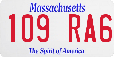 MA license plate 109RA6