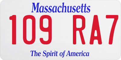 MA license plate 109RA7