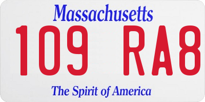 MA license plate 109RA8