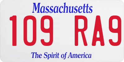 MA license plate 109RA9