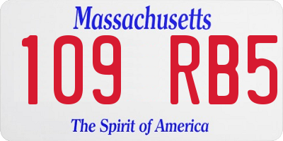 MA license plate 109RB5