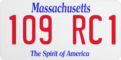 MA license plate 109RC1