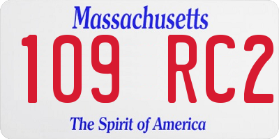 MA license plate 109RC2