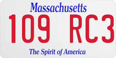 MA license plate 109RC3