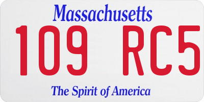 MA license plate 109RC5