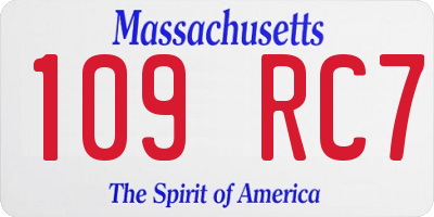MA license plate 109RC7