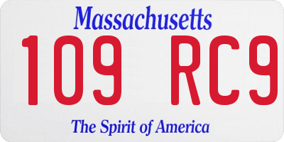 MA license plate 109RC9