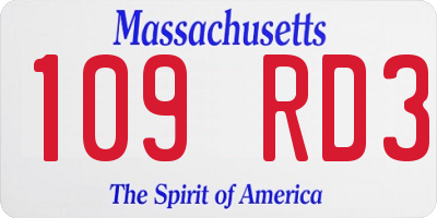 MA license plate 109RD3