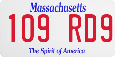 MA license plate 109RD9