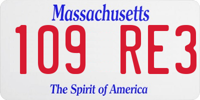 MA license plate 109RE3