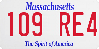 MA license plate 109RE4