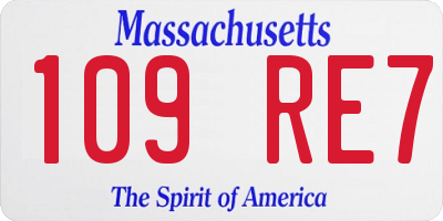 MA license plate 109RE7