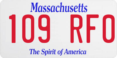 MA license plate 109RF0