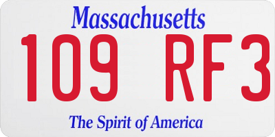 MA license plate 109RF3