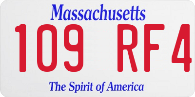 MA license plate 109RF4