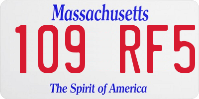 MA license plate 109RF5
