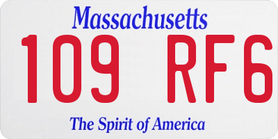 MA license plate 109RF6