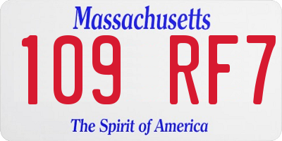 MA license plate 109RF7