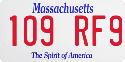MA license plate 109RF9
