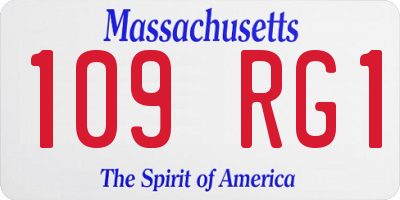 MA license plate 109RG1
