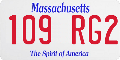 MA license plate 109RG2