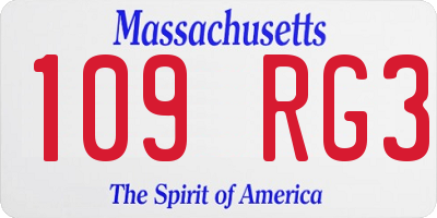 MA license plate 109RG3