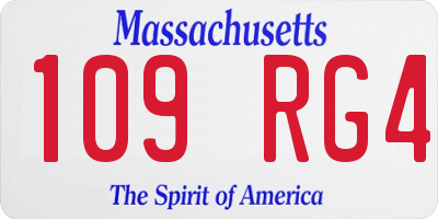MA license plate 109RG4
