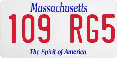 MA license plate 109RG5