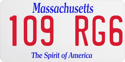 MA license plate 109RG6