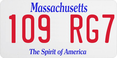 MA license plate 109RG7
