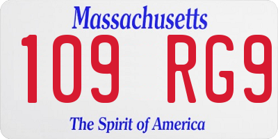 MA license plate 109RG9