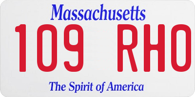MA license plate 109RH0