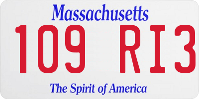 MA license plate 109RI3