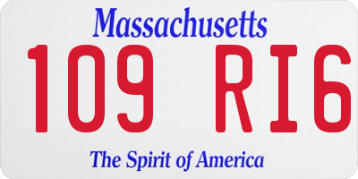 MA license plate 109RI6