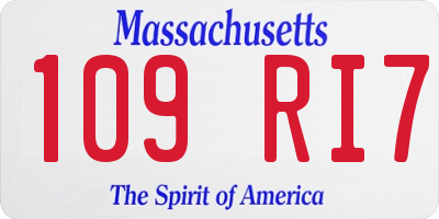 MA license plate 109RI7