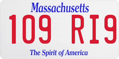 MA license plate 109RI9