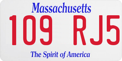 MA license plate 109RJ5