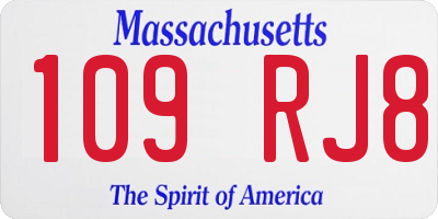 MA license plate 109RJ8