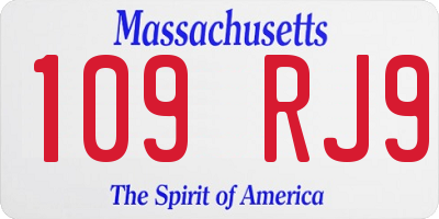 MA license plate 109RJ9