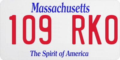 MA license plate 109RK0