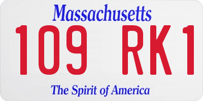 MA license plate 109RK1