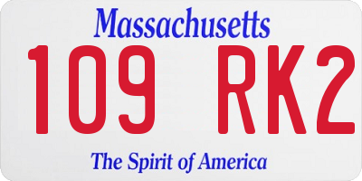 MA license plate 109RK2