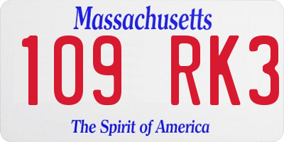MA license plate 109RK3